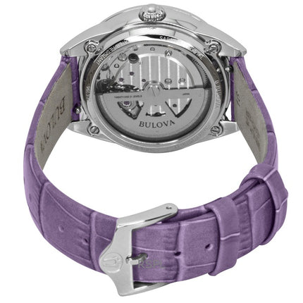 Bulova Sutton Leather Strap Open Heart Mother Of Pearl Dial Automatic 96L339 Women's Watch