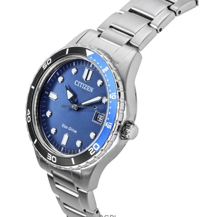 Citizen Eco-Drive Stainless Steel Blue Dial AW1821-89L 100M Unisex Watch