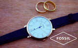 Fossil Original Boyfriend Quartz Chronograph Blue Leather Strap ES3838 Women’s Watch