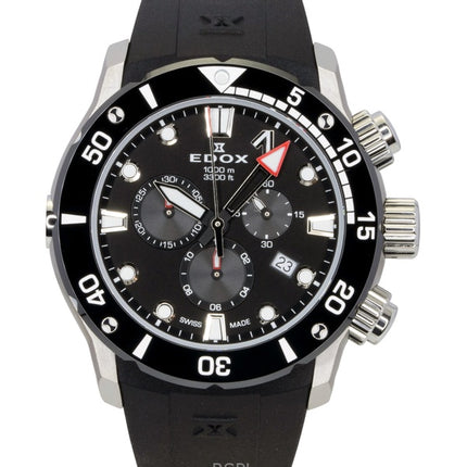 Edox CO-1 Chronograph Rubber Strap Black Dial Quartz Diver's 10242-TIN-NIN 1000M Men's Watch