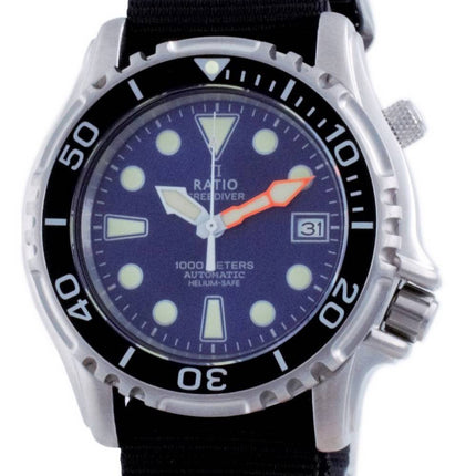 Ratio Free Diver Helium Safe Nylon Automatic Diver's 1066KE20-33VA-BLU-var-NATO4 1000M Men's Watch