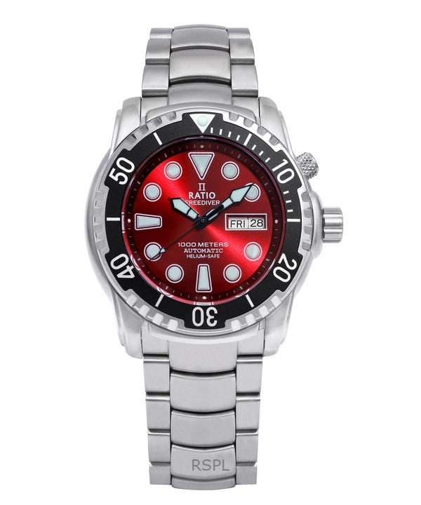Refurbished Ratio FreeDiver Helium-Safe 1000M Sapphire Automatic 1068HA96-34VA-RED Men's Watch