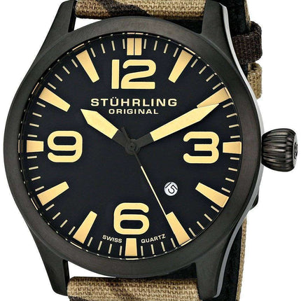 Stuhrling Original Aviator Swiss Quartz Camouflage Canvas 141C.02 Mens Watch