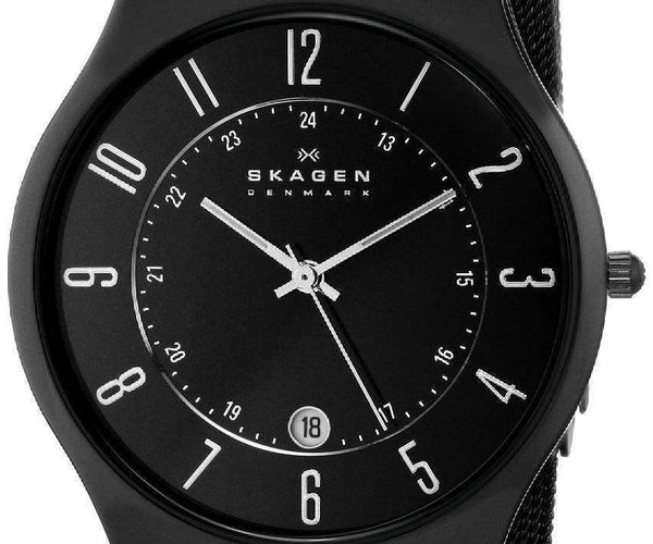 Skagen Mens Watch 37mm Black Dial Date Titanium 233XLTMB Mesh New Battery Skagen Mens Watch 37mm Black Dial Date Titanium 233XLTMB  main image 2