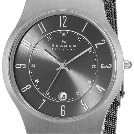 Skagen Gunmetal Grey Dial Titanium Case Mesh Bracelet 233XLTTM Mens Watch