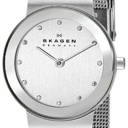Skagen Classic Swarovski crystal Chrome Dial Mesh Bracelet 358SSSD Womens Watch