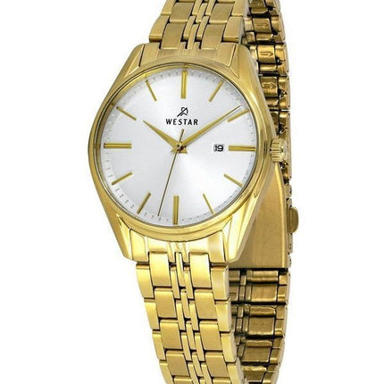 Westar Profile Gold Tone Stainless Steel White Dial Quartz 40210GPN107 Women's Watch