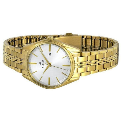 Westar Profile Gold Tone Stainless Steel White Dial Quartz 40210GPN107 Women's Watch