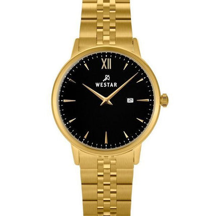 Westar Profile Gold Tone Stainless Steel Black Dial Quartz 40215GPN103 Women's Watch