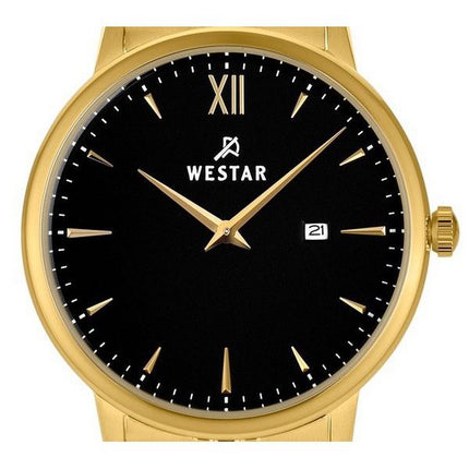 Westar Profile Gold Tone Stainless Steel Black Dial Quartz 40215GPN103 Women's Watch