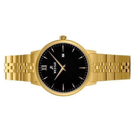 Westar Profile Gold Tone Stainless Steel Black Dial Quartz 40215GPN103 Women's Watch