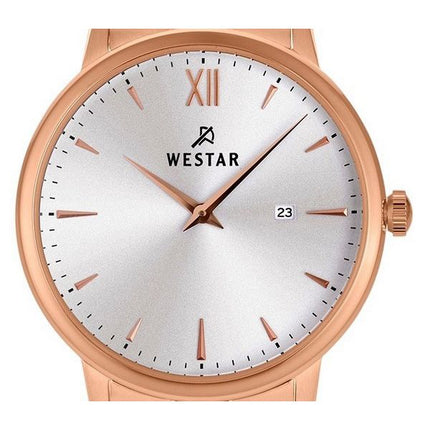 Westar Profile Rose Gold Tone Stainless Steel Silver Dial Quartz 40215PPN607 Women's Watch