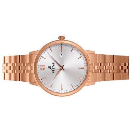 Westar Profile Rose Gold Tone Stainless Steel Silver Dial Quartz 40215PPN607 Women's Watch