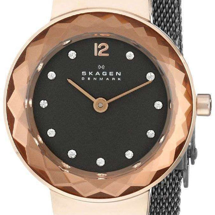 Skagen Leonora Black Mother of Pearl Dial Charcoal IP 456SRM Womens Watch