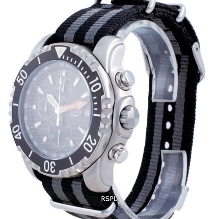 Ratio Free Diver Chronograph Nylon Quartz Diver's 48HA90-17-CHR-BLK-var-NATO1 200M Men's Watch