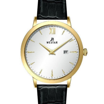 Westar Profile Leather Strap Silver Dial Quartz 50214GPN107 Men's Watch