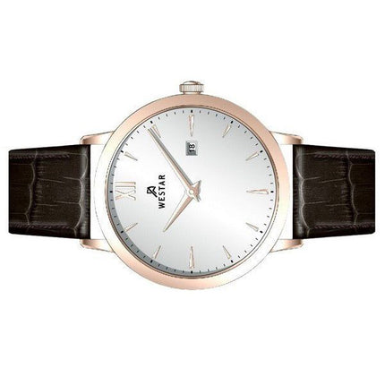Westar Profile Leather Strap Silver Dial Quartz 50214PPN627 Men's Watch