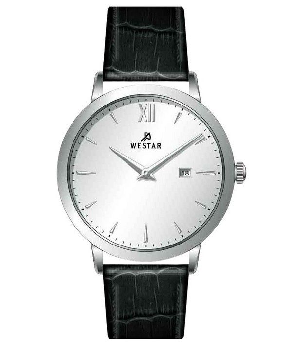 Westar Profile Leather Strap Silver Dial Quartz 50214STN107 Men's Watch