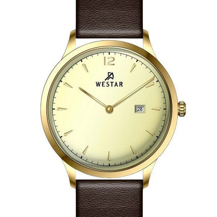 Westar Profile Leather Strap Light Champagne Dial Quartz 50217GPN122 Men's Watch
