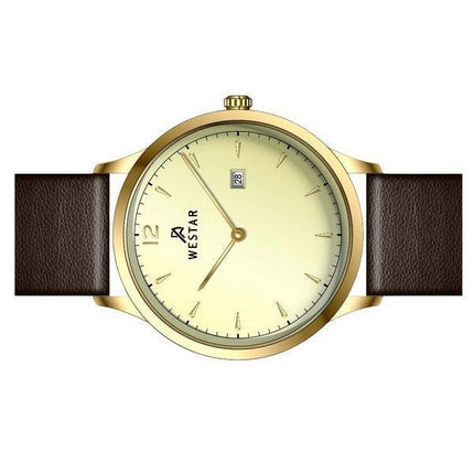 Westar Profile Leather Strap Light Champagne Dial Quartz 50217GPN122 Men's Watch