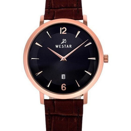 Westar Profile Leather Strap Black Dial Quartz 50219PPN623 Men's Watch