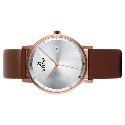 Westar Profile Brown Leather Strap Silver Dial Quartz 50221PPN627 Men's Watch