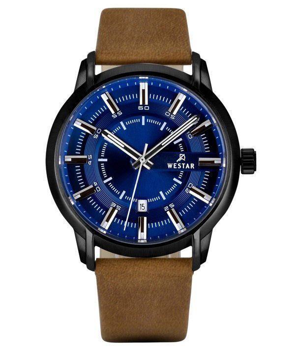 Westar Profile Leather Strap Blue Dial Quartz 50228BBN184 Men's Watch