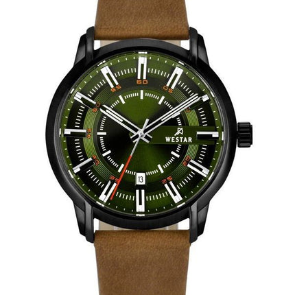 Westar Profile Leather Strap Green Dial Quartz 50228BBN885 Men's Watch