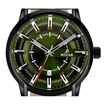 Westar Profile Leather Strap Green Dial Quartz 50228BBN885 Men's Watch