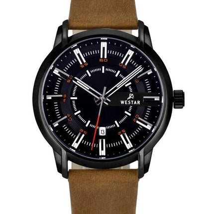 Westar Profile Leather Strap Black Dial Quartz 50228STN883 Men's Watch