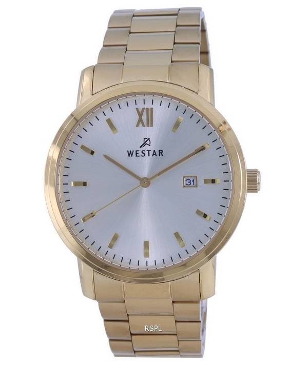 Westar Silver Dial Gold Tone Stainless Steel Quartz 50245GPN102 Men's Watch