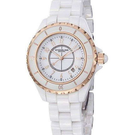 Stuhrling Original White Ceramic Quartz 530.114EW3 Womens Watch