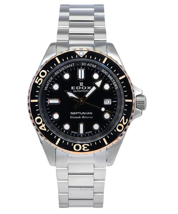 Edox Neptunian Grande Reserve Black Dial Automatic Diver's 80801 3NRM NIR 300M Men's Watch