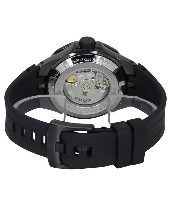 Edox Delfin The Original Mecano Rubber Strap Skeleton Black Dial