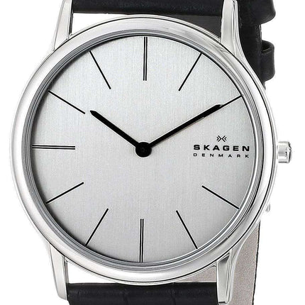 Skagen Theodor Silver Dial Black Leather 858XLSLC Mens Watch
