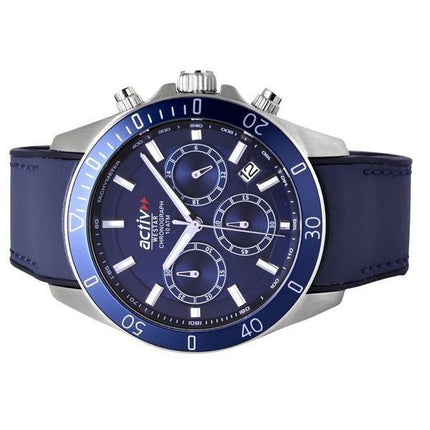 Westar Activ Chronograph Leather Strap Blue Dial Quartz 90245STN144 100M Men's Watch
