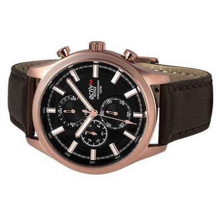Westar Activ Chronograph Leather Strap Black Dial Quartz 90253PPN623 100M Men's Watch