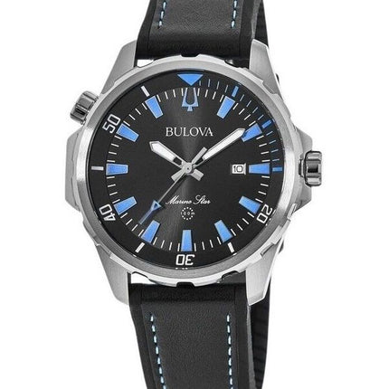 Bulova Marine Star Silicon Strap Black Dial Quartz 96B337 100M Men's Watch