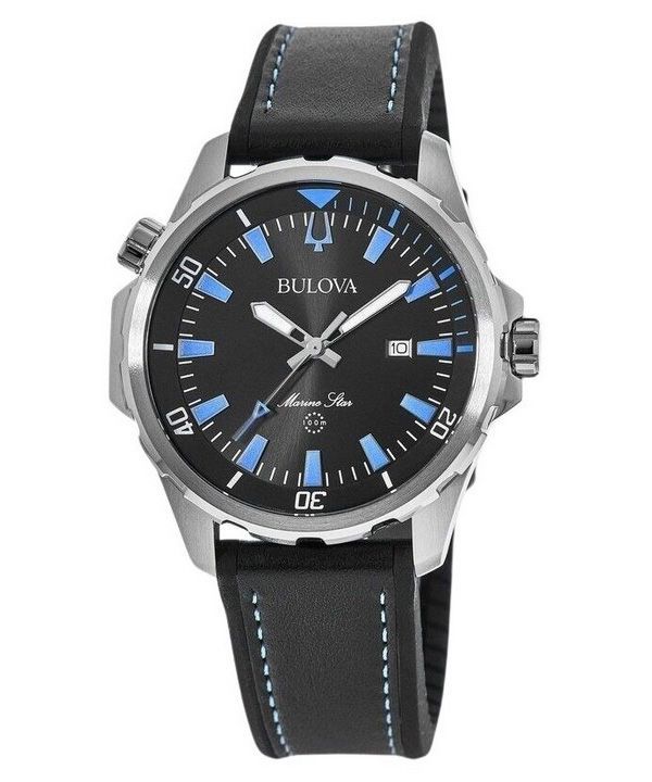 Bulova Marine Star Silicon Strap Black Dial Quartz 96B337 100M Men's Watch