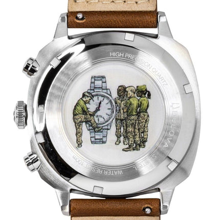Bulova Military Special Edition Chronograph Leather Strap Green Dial Quartz 96B482 Men's Watch