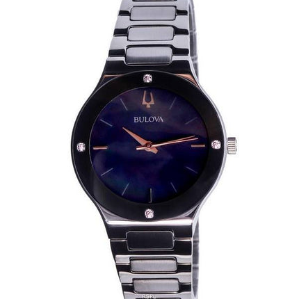 Bulova Millennia Black Mother Of Pearl Dial with Diamond Accents Quartz 96R231 Womens Watch