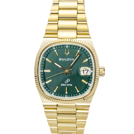Bulova Super Seville Gold Tone Stainless Steel Green Dial Quartz 97B237 Men's Watch