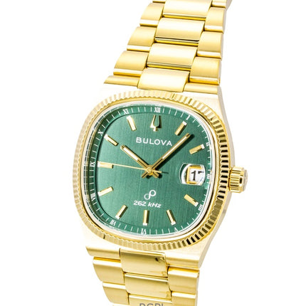 Bulova Super Seville Gold Tone Stainless Steel Green Dial Quartz 97B237 Men's Watch