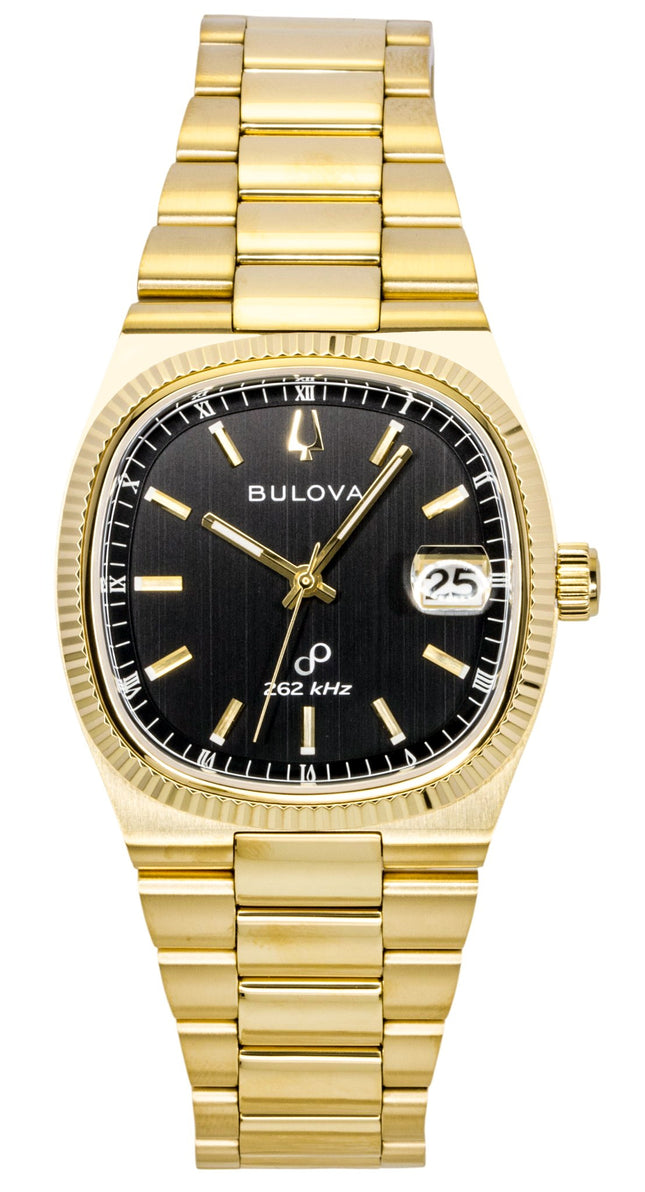 Bulova Super Seville Stainless Steel Black Dial Quartz 97B246 Men's Watch