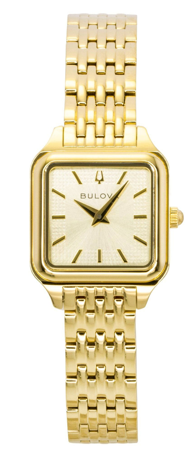 Bulova Sutton Square Gold Tone Stainless Steel Gold Dial Quartz 97L191 Women's Watch