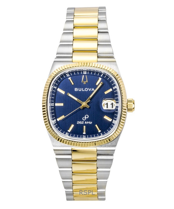Bulova Super Seville Two Tone Stainless Steel Blue Dial Quartz 98B462 Men's Watch