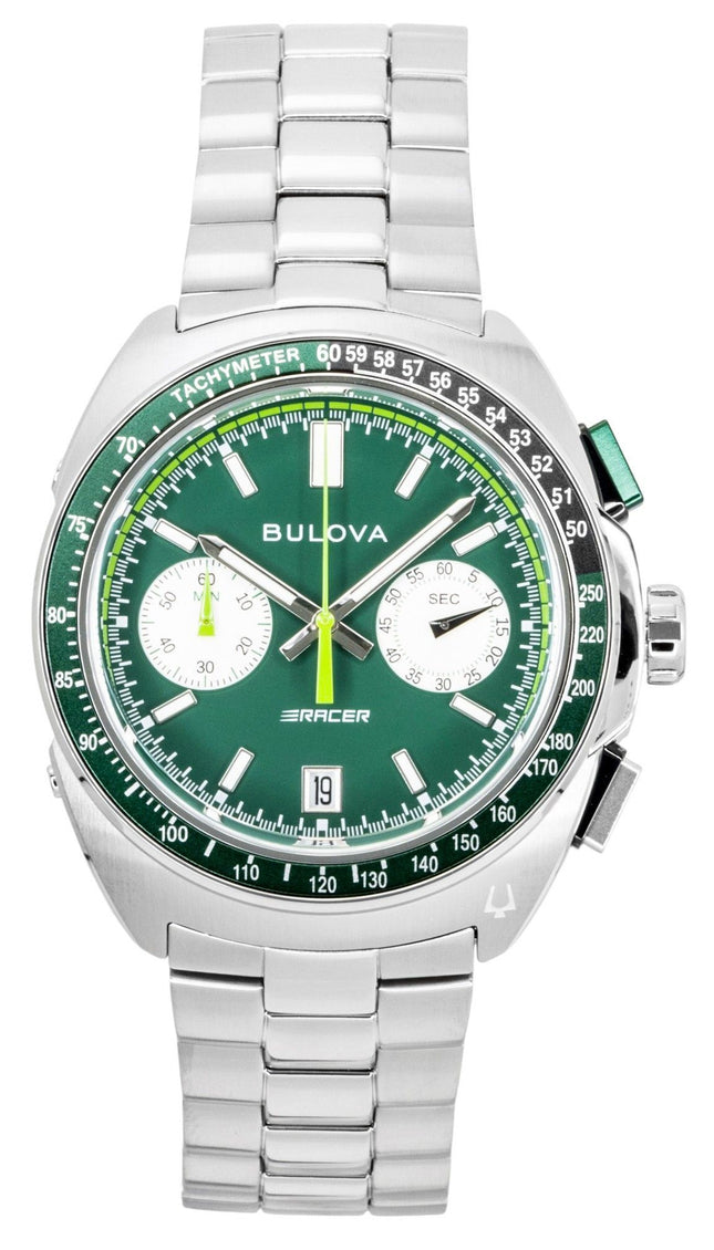 Bulova Racer Chronograph Stainless Steel Green Dial Quartz 98B468 Men's Watch
