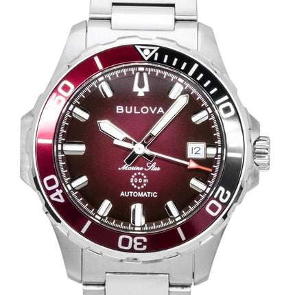 Bulova Marine Star Stainless Steel Red Dial Automatic Diver's 98B472 200M Men's Watch