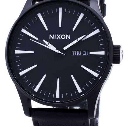 Nixon Quartz Sentry Black Leather A105-005-00 Mens Watch