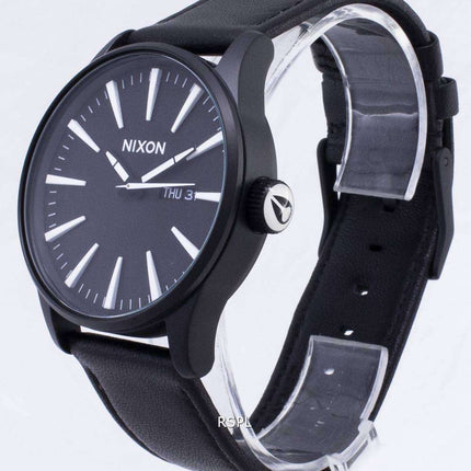 Nixon Quartz Sentry Black Leather A105-005-00 Mens Watch